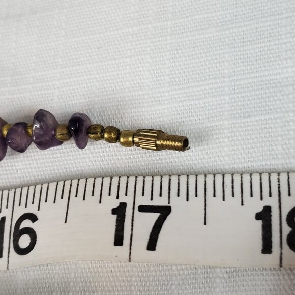 Purple Amethyst Larger Stones With Gold Tone Beading - Picture 6 of 6